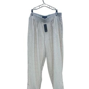 NWT Eloquii Ladies Size 14 Ivory Sequined Pleated Front Pants 36 waist